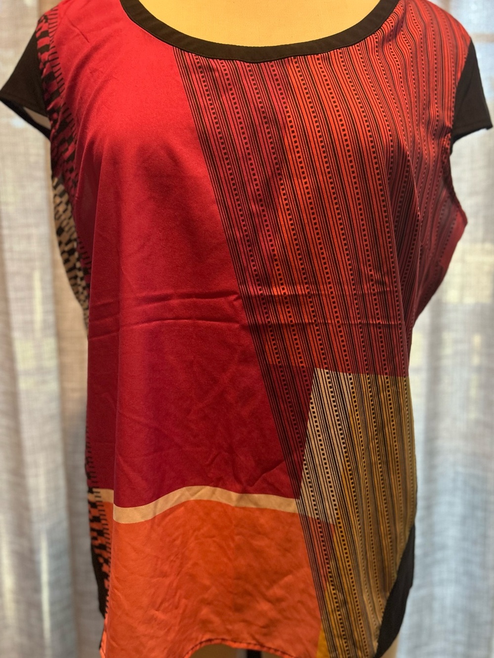 Worthington Red & Orange Patterned Midi Dress